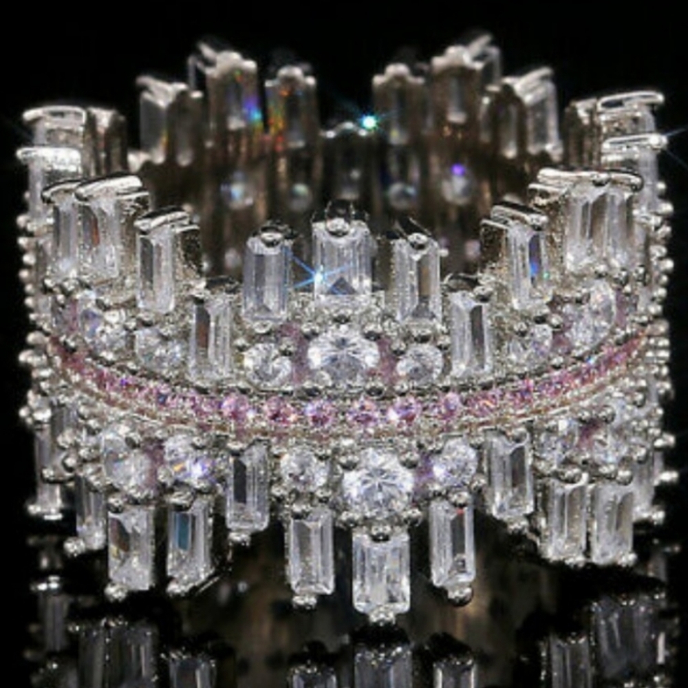 Two Tone 925 Sterling Silver Diamond